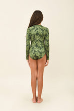 Lade das Bild in den Galerie-Viewer, Model Back: Uv Line Mädchen-Badeanzug Girl Macae Folhagem Verde Upf50+