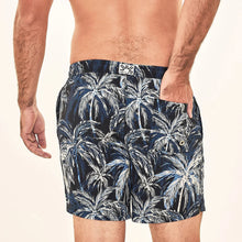 Lade das Bild in den Galerie-Viewer, Model Back: Uv Line Badeshorts Short Acqua Coqueiros Marinho Upf50+