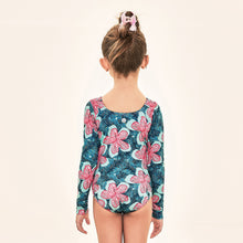 Lade das Bild in den Galerie-Viewer, Model Back: Uv Line Mädchen-Badeanzug Swimsuit Girl Hibiscus Upf50+