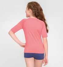 Lade das Bild in den Galerie-Viewer, Model Back: Uv Line Rashguard T-Shirt Uvpro Kids Coral Upf50+
