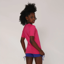 Lade das Bild in den Galerie-Viewer, Model Back: Uv Line Rashguard Camiseta Kids Uvpro Mc Pink Upf50+

