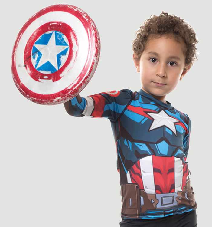 Model Front: Uv Line Rashguard Acqua Capitao America I18 Ml Inf Estampa