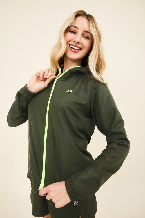 Gallery: Uv Line Fitness-Cover-Up Bag-Foldable Windbreaker Jacket Verde Militar