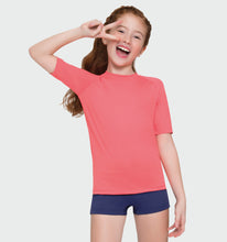 Lade das Bild in den Galerie-Viewer, Image 04: Uv Line Rashguard Kids Fpu50+ Uvpro Short Sleeve T-Shirt Coral Uv
