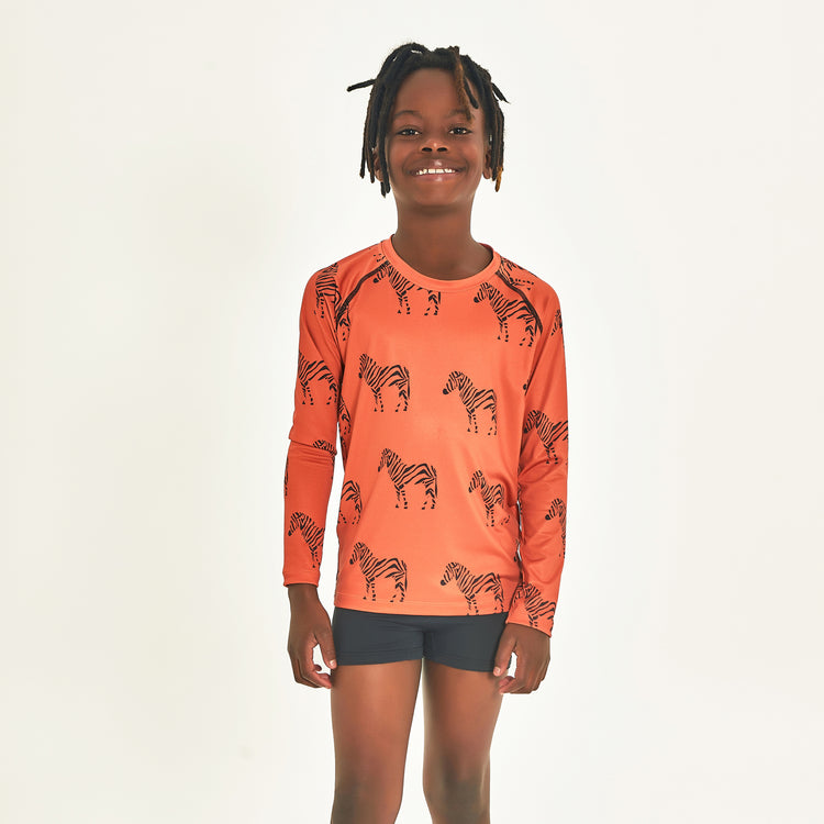 Model Front: Uv Line Rashguard Longsleeve Acqua Zebra Inf Upf50+