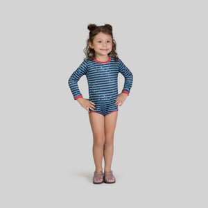 Model Front: Uv Line Baby-Bademode Macaquinho Baby Listras Upf50+