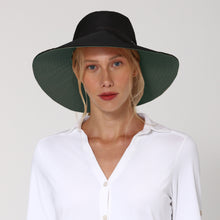 Lade das Bild in den Galerie-Viewer, Model Front: Uv Line Schlapphut San Diego Preto Verde Upf50+
