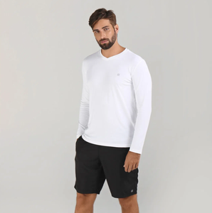 Model Front: Uv Line Fitness-Top Sport Fit Ml Branco Msc