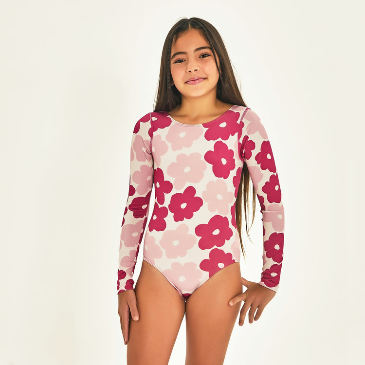 Model Front: Uv Line Mädchen-Badeanzug Swimsuit Flores Upf50+