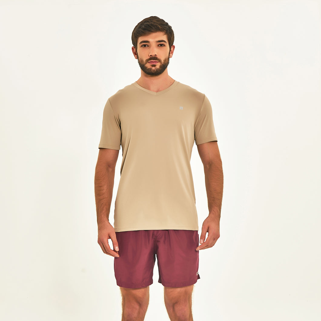 Model Front: Uv Line Fitness-Top T-Shirt Sport Fit Areia Upf50+